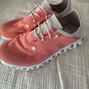 On Running Women's Pink and White Sneakers